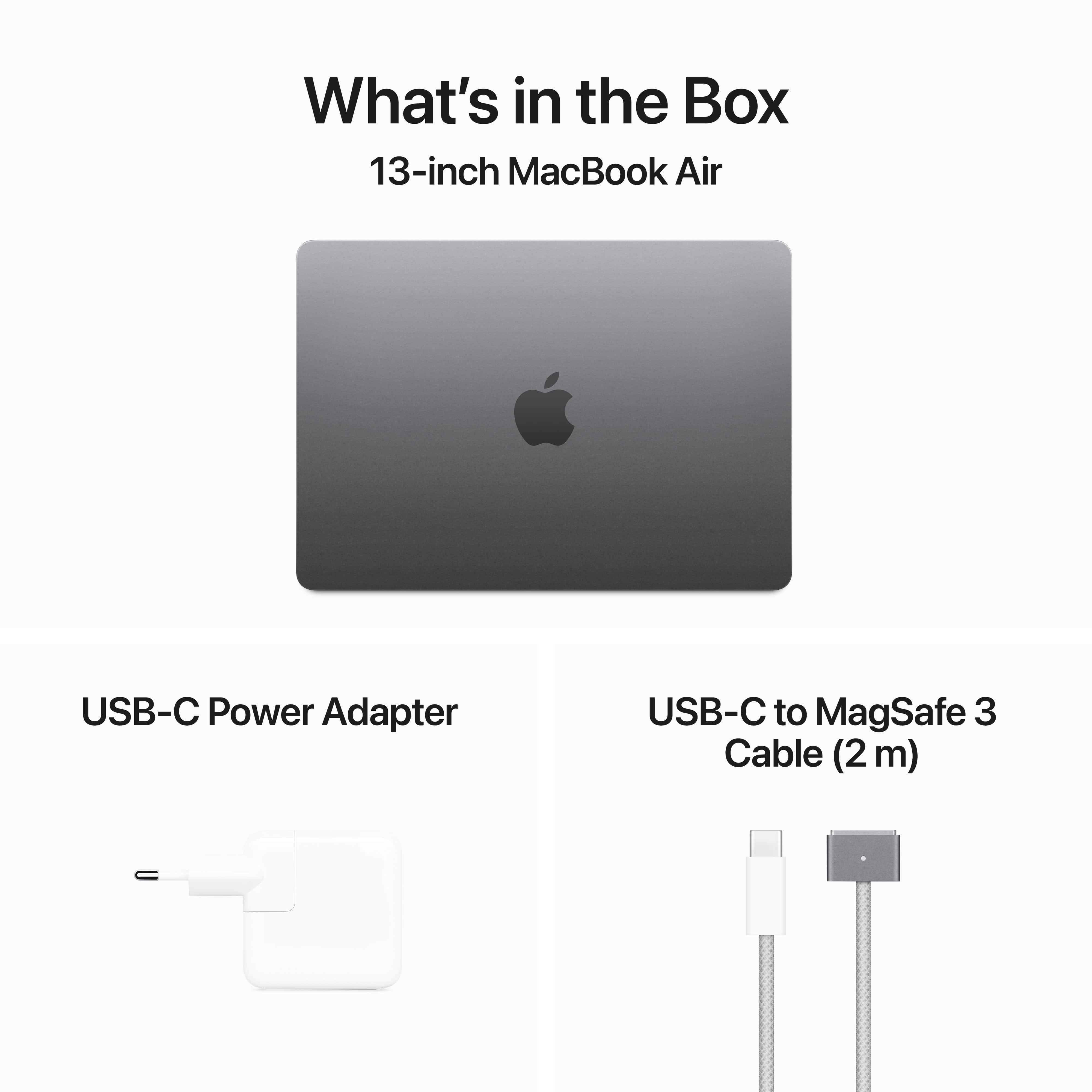 מחשב נייד Apple MacBook Air 13 - Z1B6-16-HB M3 Chip 8-Core CPU 10-Core GPU 256GB SSD 16GB Unified Memory - צבע אפור חלל שנה אחריות ע
