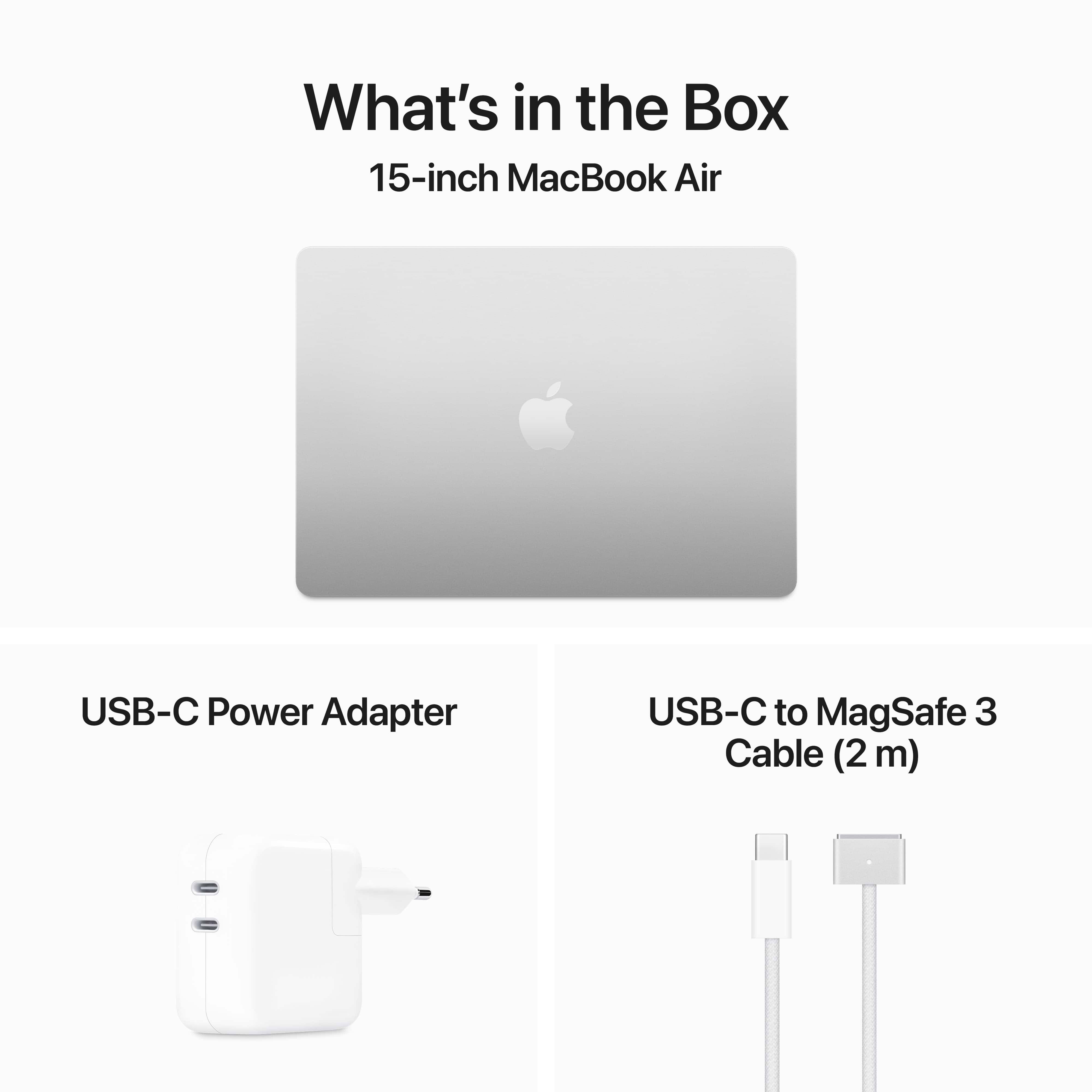 מחשב נייד Apple MacBook Air 15 - Z1BR-16-HB M3 Chip 8-Core CPU 10-Core GPU 256GB SSD 16GB Unified Memory - צבע כסוף שנה אחריות ע
