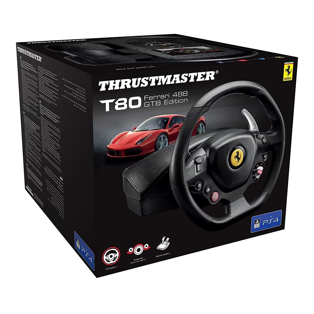 הגה מירוצים ThrustMaster T80 Ferrari 488 GTB Edition - צבע שחור שנה אחריות ע