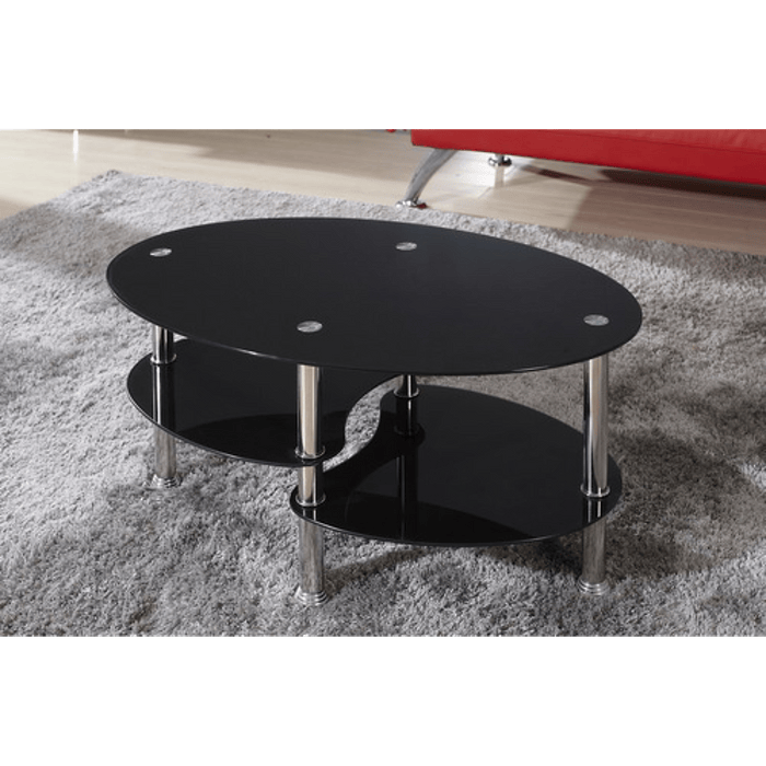 שולחן סלון זכוכית GAROX DARK - צבע שחור