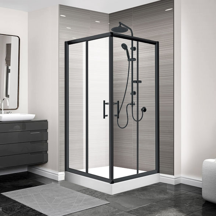 מקלחון פרזול זכוכית שקופה 77-80 סמ 411 Matina - צבע שחור