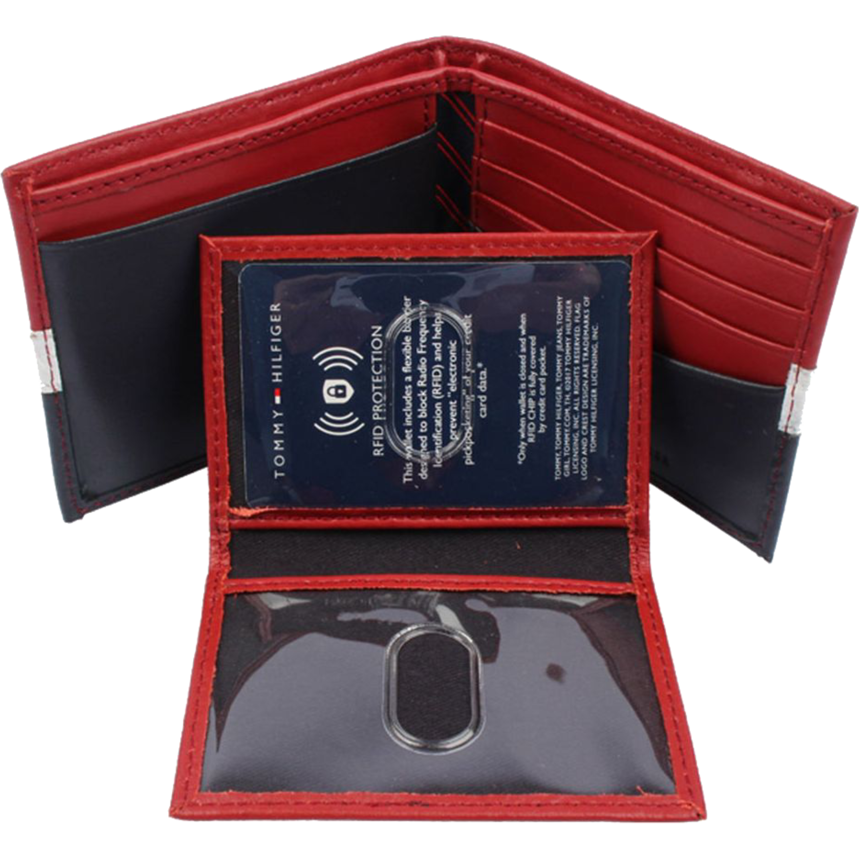 ארנק לגבר דגם Tommy Hilfiger RFID Blocking Bifold - צבע כחול/אדום/לבן
