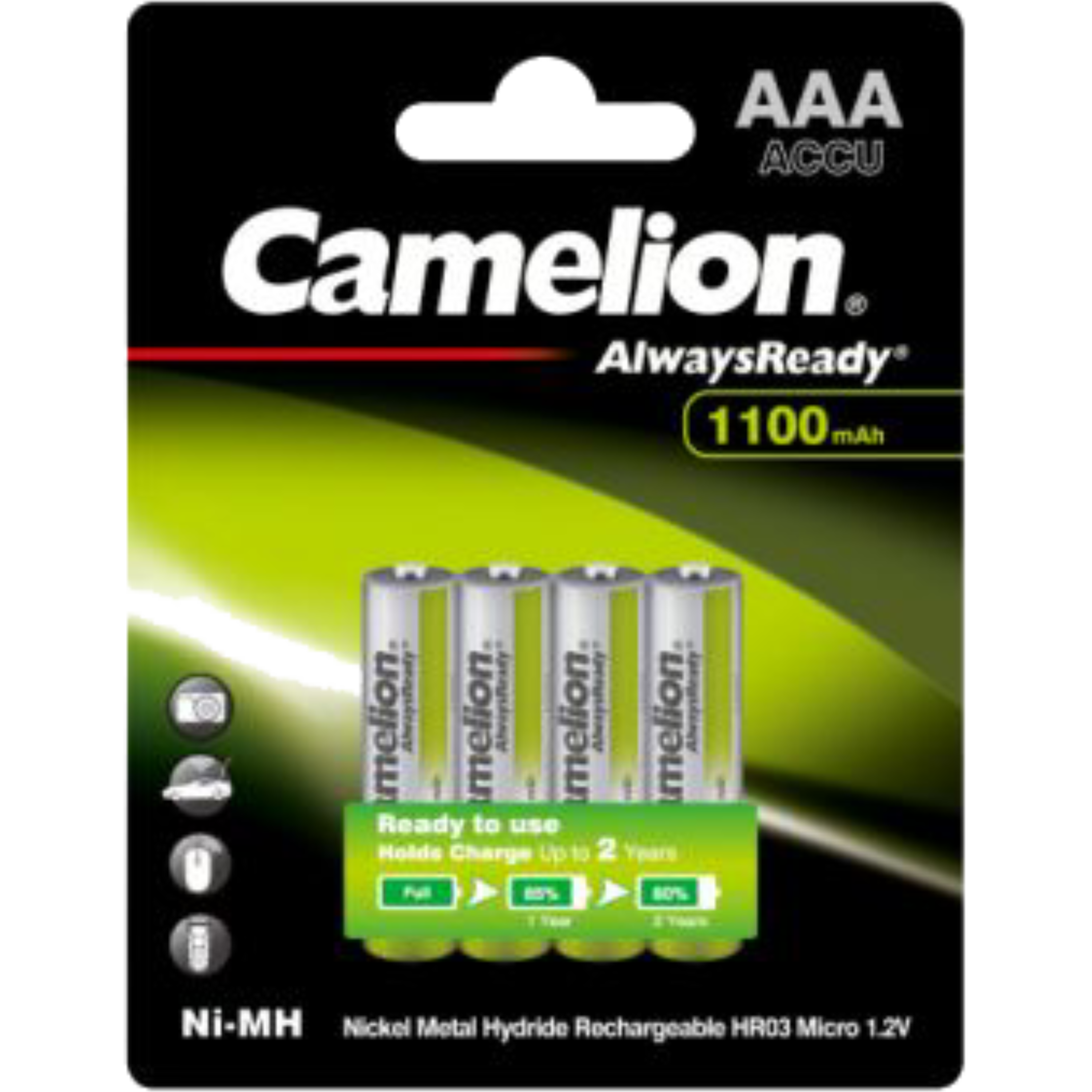 מארז רבעיית סוללות נטענות Camelion AAA 1100 NI-MH