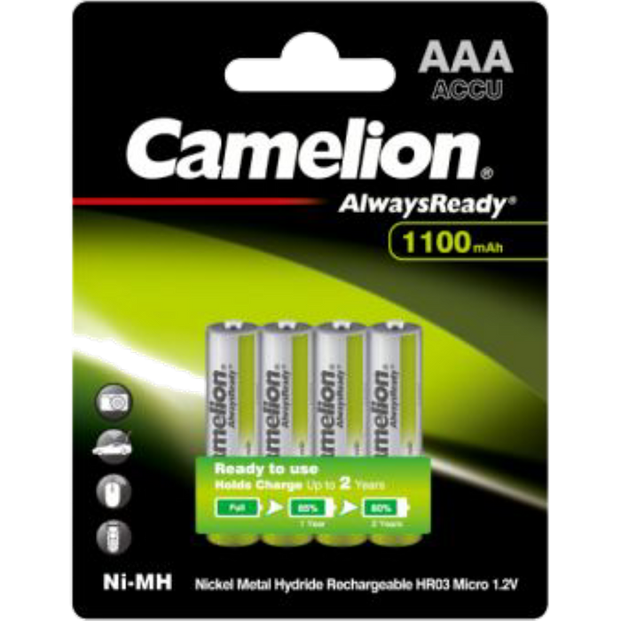 מארז רבעיית סוללות נטענות Camelion AAA 1100 NI-MH