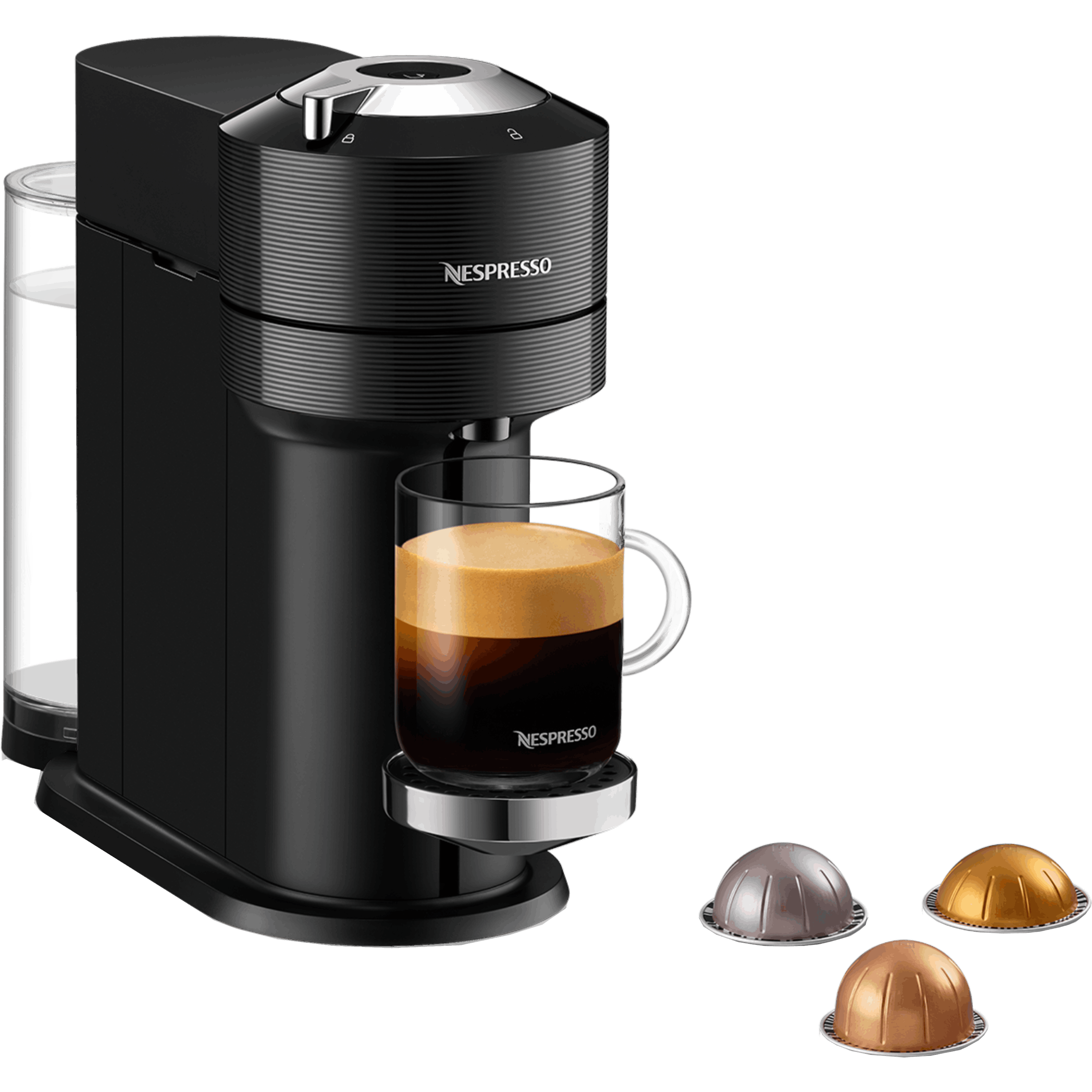 ماكينة قهوة VertuoNext  NESPRESSO موديل GCV1 בلون أسود - مع מקציף ו – 20 קפסולות  קפה במתנה