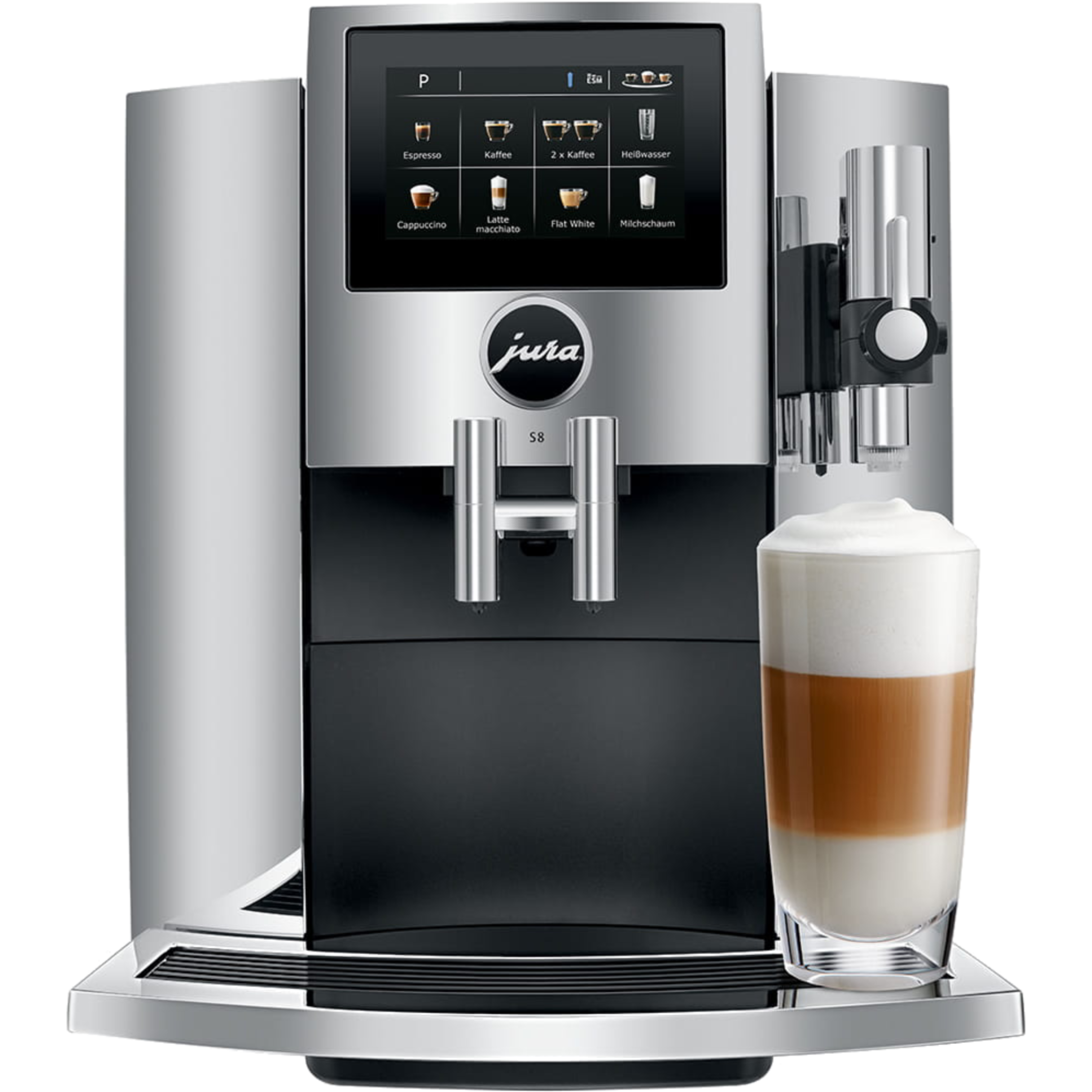 מכונת פולי קפה מדגם Jura S8 - צבע כרום אחריות לשנתיים ע