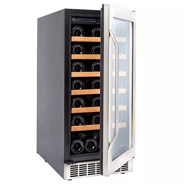 מקרר יין Vinopo מדפי עץ דלת מסגרת פלדת אל-חלד ל 34 בקבוקיםNS-36A