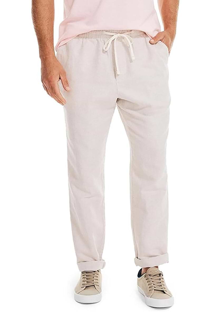 מכנסי פשתן לגבר דגם LINEN PULL-ON מידה XL צבע בז' Nautica - יבואן מקביל