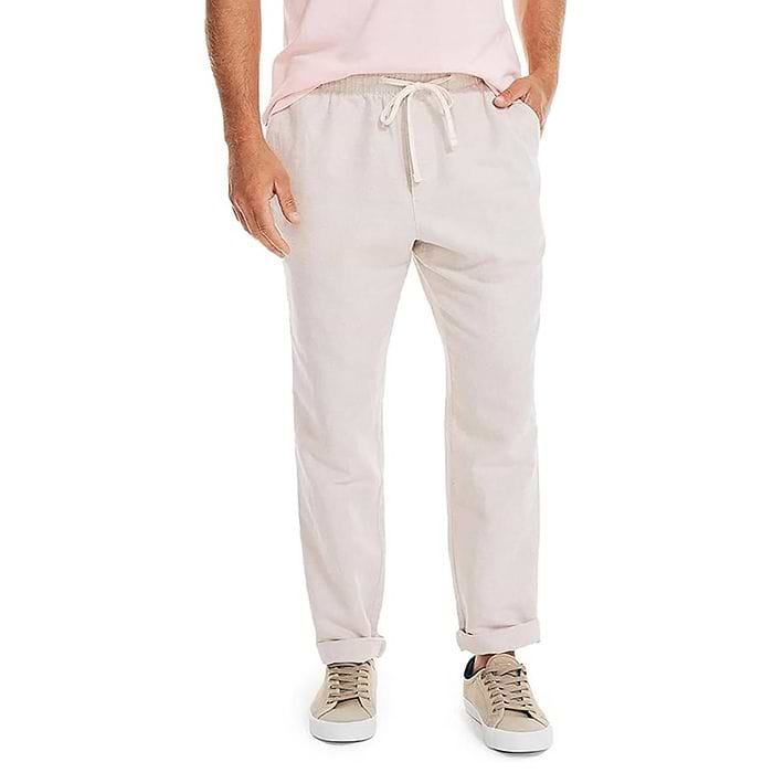 מכנסי פשתן לגבר דגם LINEN PULL-ON מידה XL צבע בז' Nautica - יבואן מקביל