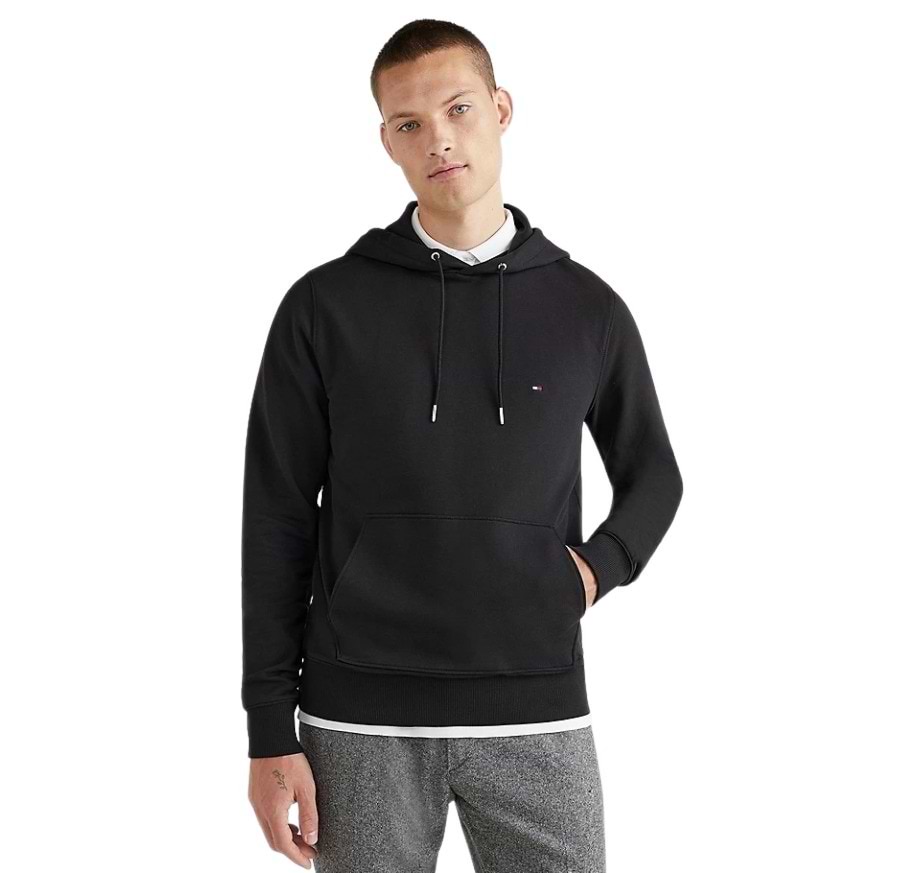 קפוצ'ון לגבר בדגם Pullover Fleece מידה XL צבע שחור Tommy Hilfiger- יבואן מקביל