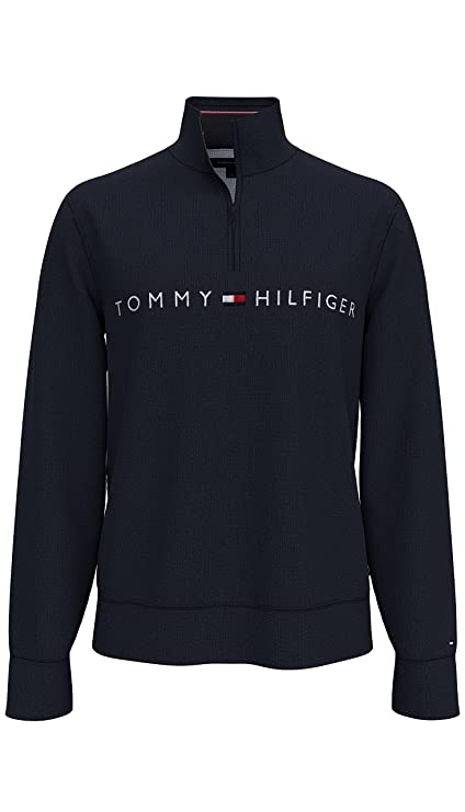 סווטשרט עם לוגו לגבר דגם Essential Logo Zip מידה XL צבע כחול Tommy Hilfiger- יבואן מקביל