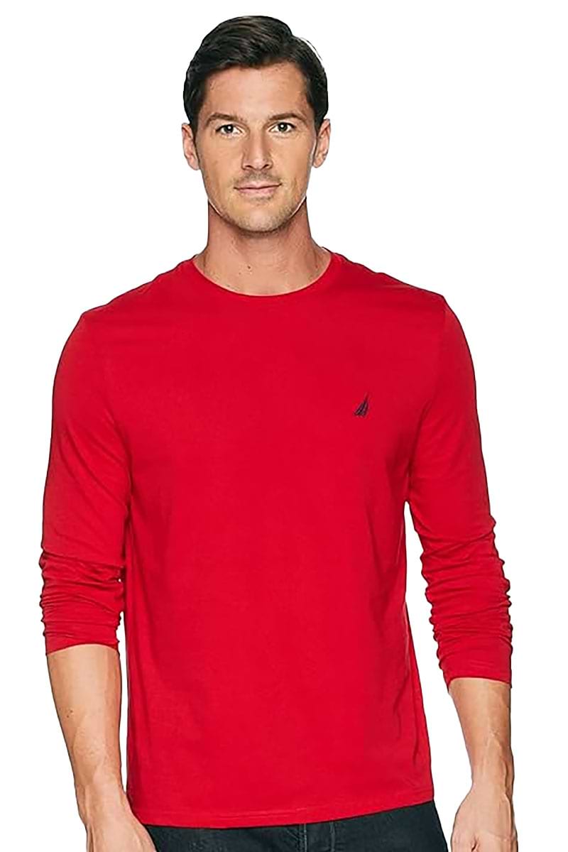 חולצת טי-שירט שרוול ארוך לגבר מידה XXL צבע אדום Nautica  - יבואן מקביל