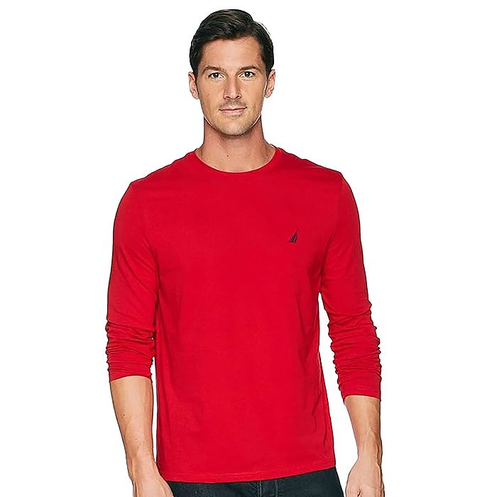 חולצת טי-שירט שרוול ארוך לגבר מידה XXL צבע אדום Nautica  - יבואן מקביל