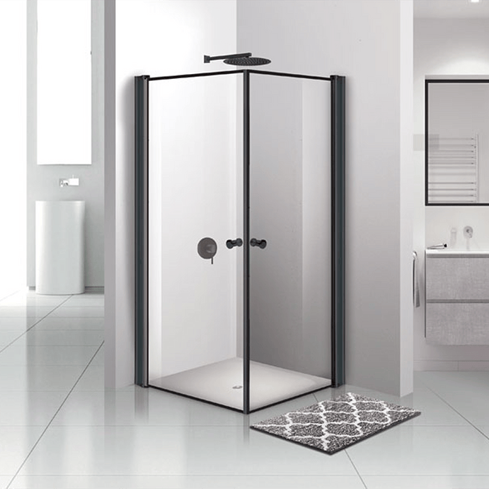 מקלחון פרזול זכוכית שקופה 77-80 סמ 405 Matina - צבע שחור אחריות לשלוש שנים עי היבואן הרשמי