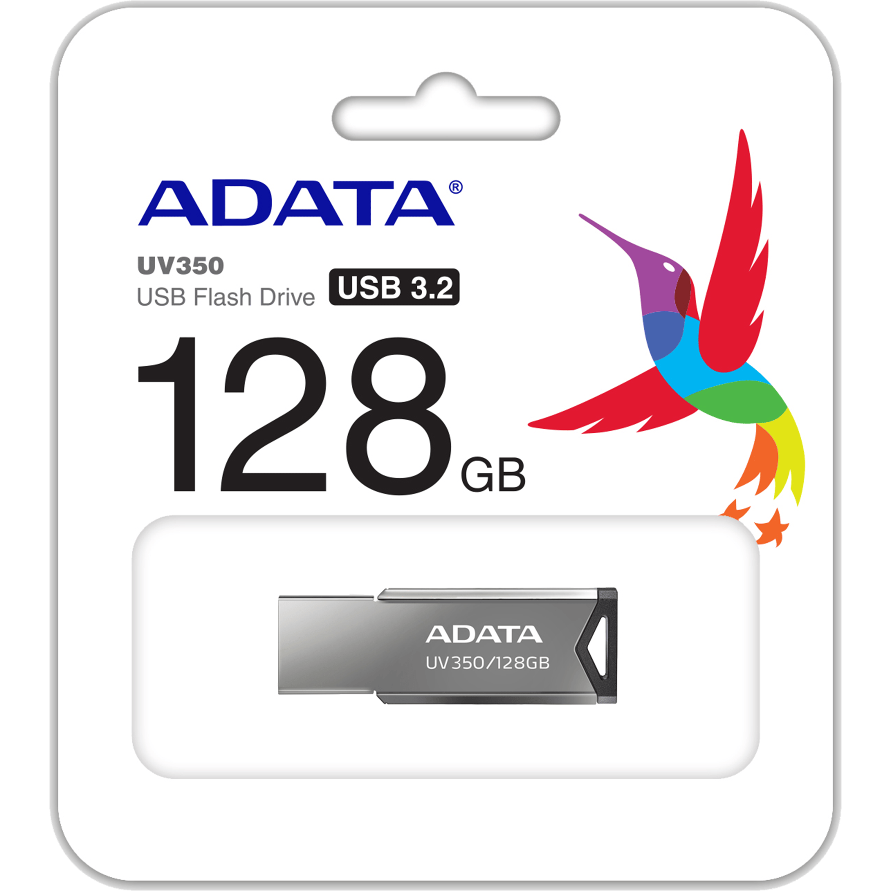 דיסק און קי ADATA USB 3.2 Flash Drive UV350 128GB - צבע כסף חמש שנות אחריות ע