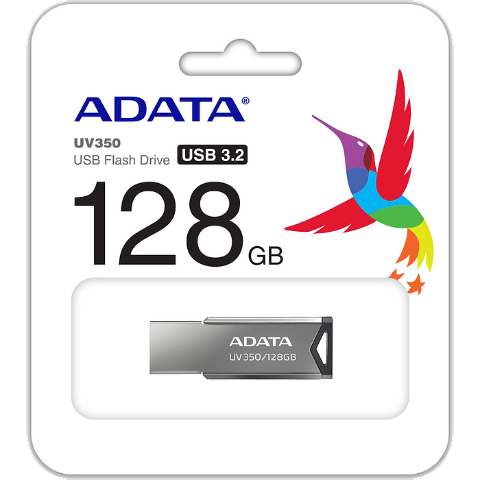 דיסק און קי ADATA USB 3.2 Flash Drive UV350 128GB - צבע כסף חמש שנות אחריות עי היבואן הרשמי