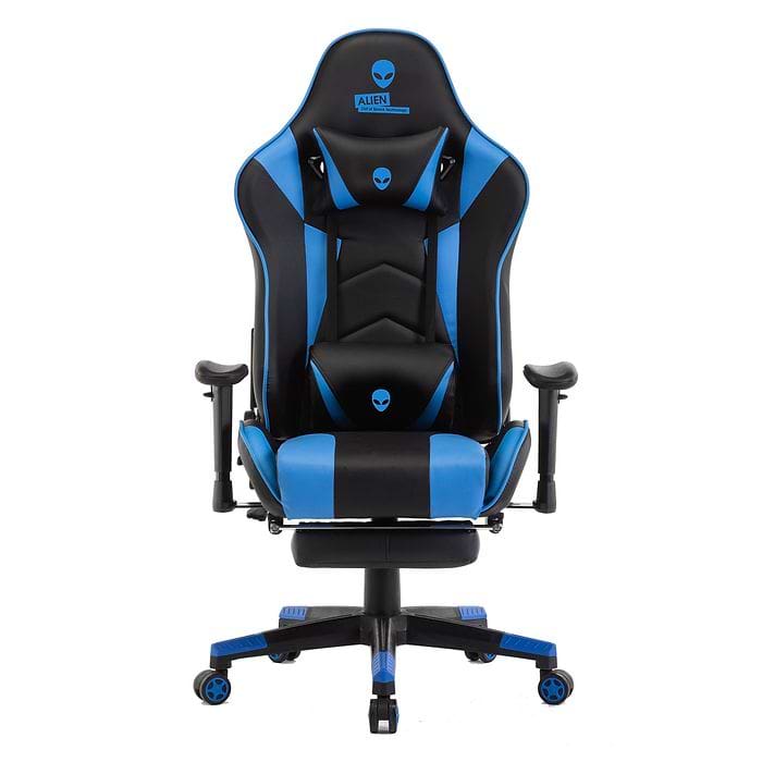 כיסא גיימינג Alien Q2 עם הדום לרגלים - צבע כחול שנה  