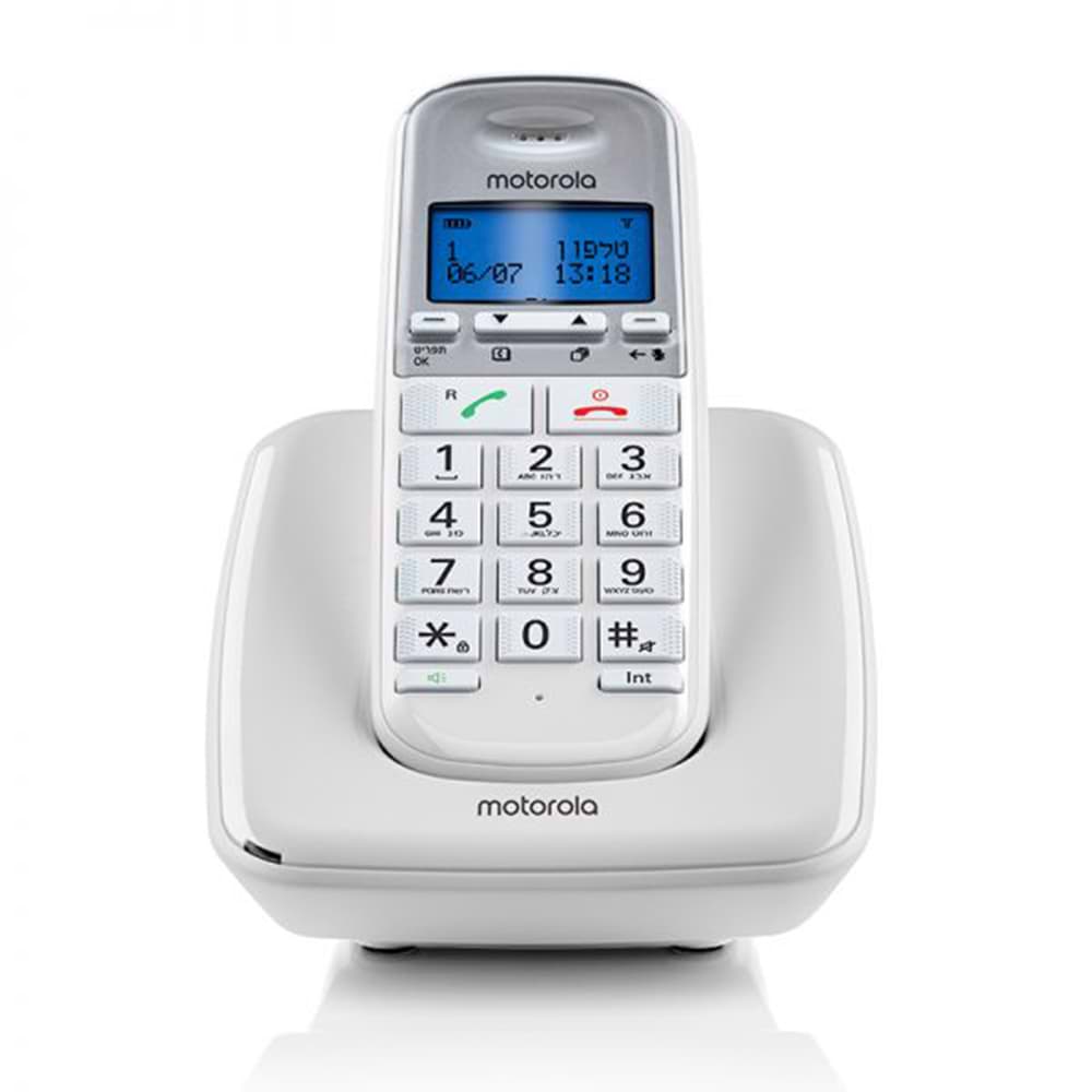 טלפון אלחוטי עם עברית Motorola S3001 - צבע לבן שנה אחריות ע