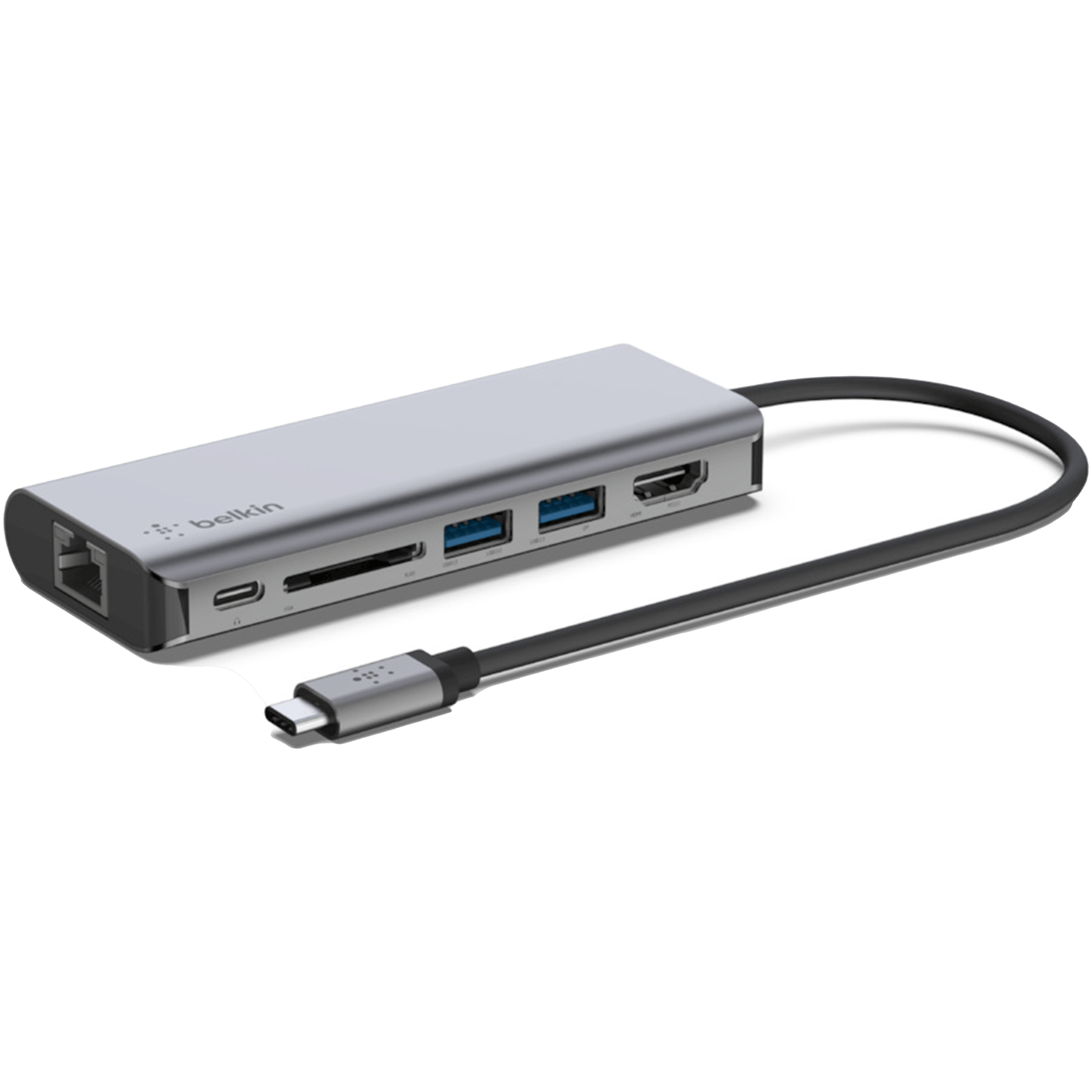 תחנת עגינה 6 ב-1 Belkin Connect USB-C Multiport Adapter AVC008btSGY - צבע אפור שנתיים אחריות ע