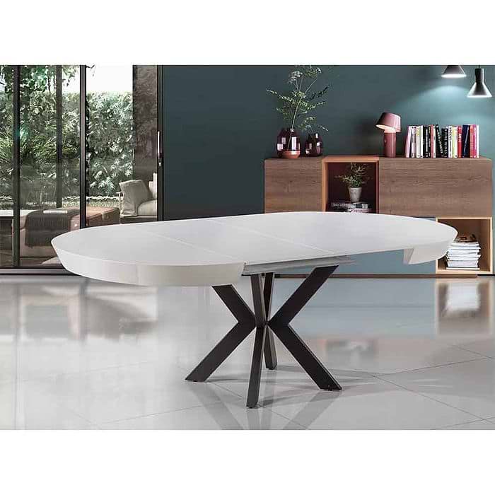 שולחן פינת אוכל עגול מפואר גורמה לבן מבריק גודל 120 ס''מ  - LEONARDO