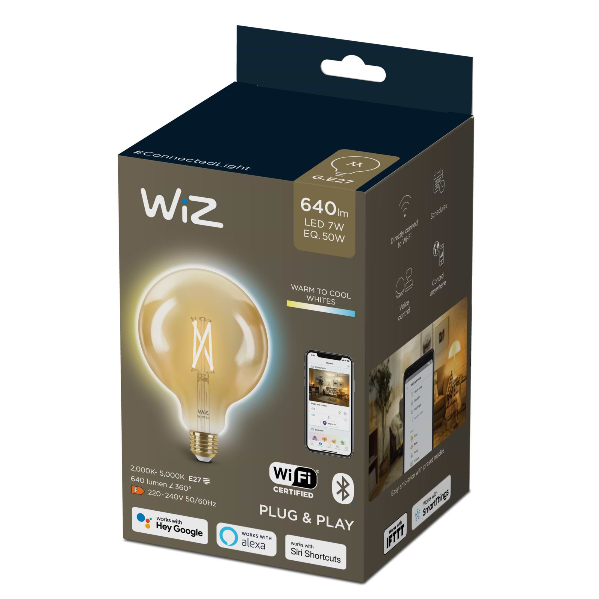 Wiz Wi-Fi BLE 50W G125 E27 920-50 Amb 1PF/6 נורת פחם