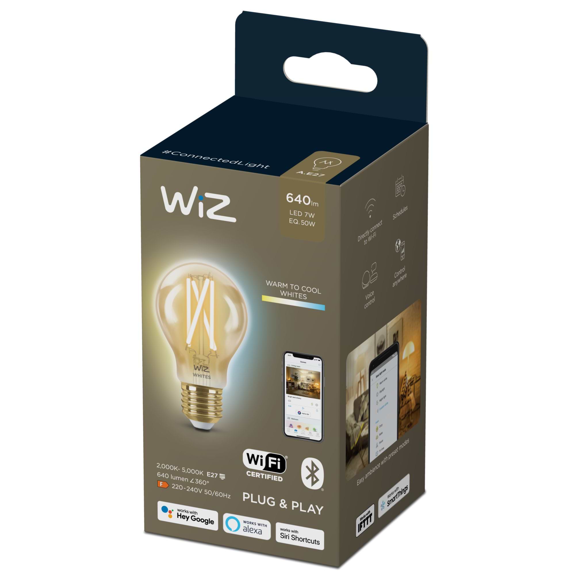 Wiz Wi-Fi BLE 50W A60 E27 920-50 Amb 1PF/6 נורת פחם