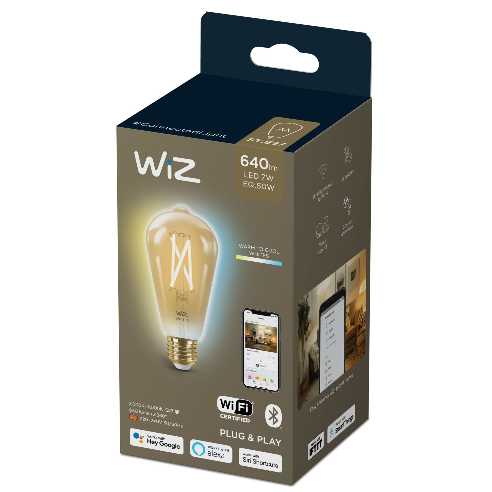 Wiz Wi-Fi BLE 50W ST64 E27 920-50 Amb 1PF/6 נורת פחם