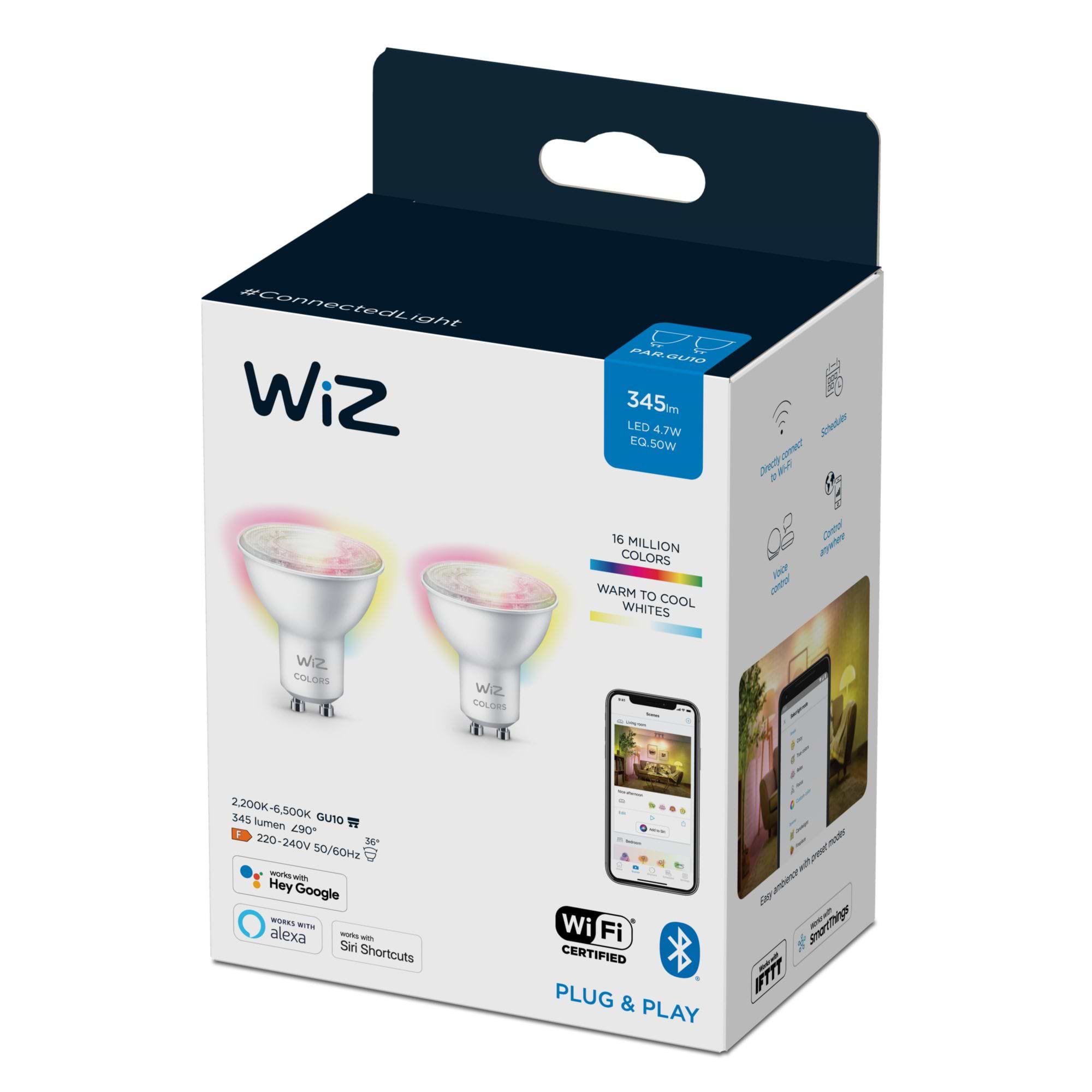 Wiz Wi-Fi BLE 50W GU10 922-65 RGB 2PF/6 זוג נורות ספוט דקרויקה