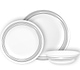 סט צלחות קורל 54 חלקים ל-18 סועדים דגם Brushed Silver תוצרת קורנינג ארה"ב – הצלחות הדקות והחזקות בעולם!