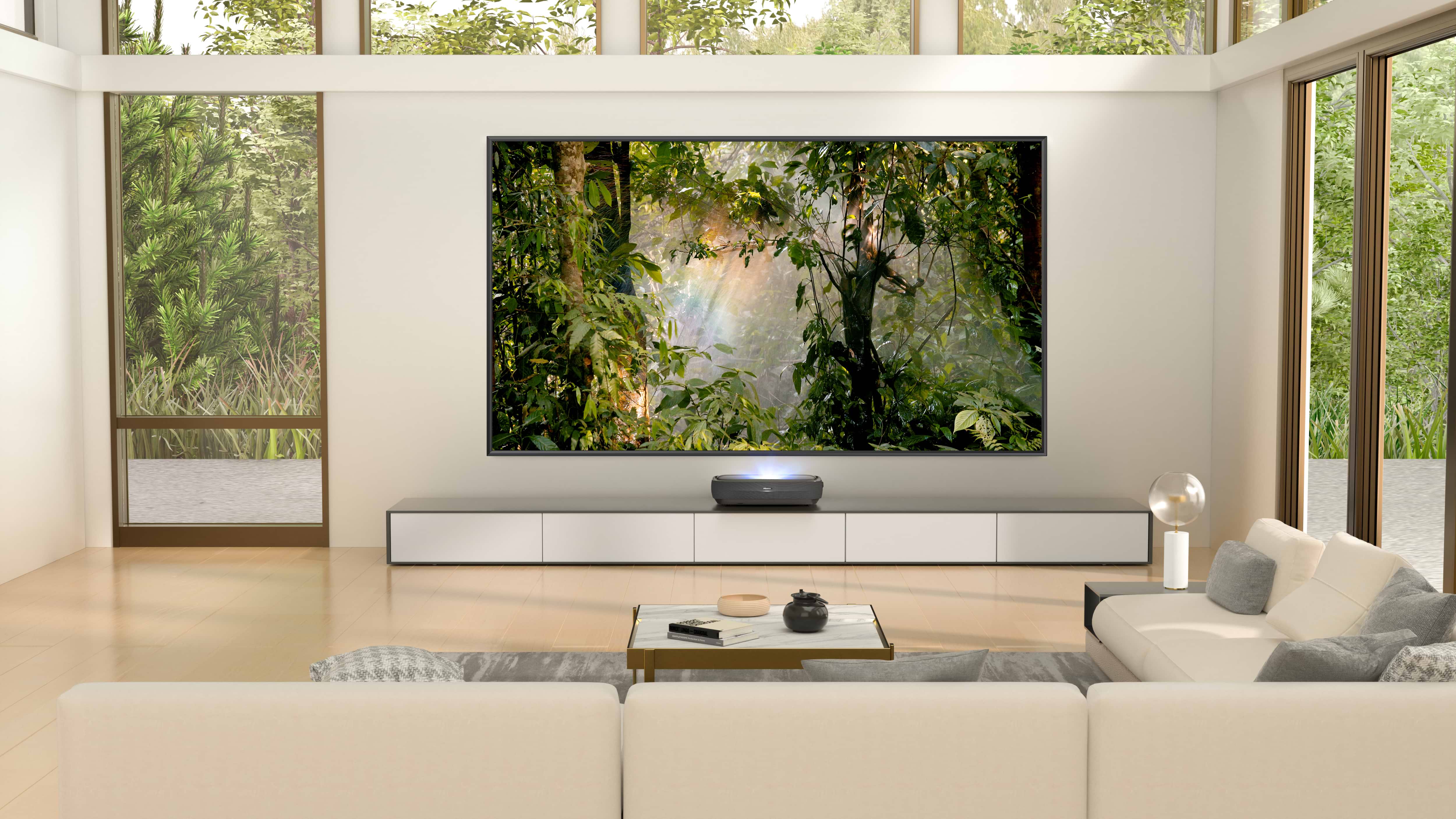 טלוויזיה חכמה עם מקרן לייזר Hisenes 100" 100LN60DI 4K Smart Laser TV - שנה אחריות ע"י היבואן הרשמי 