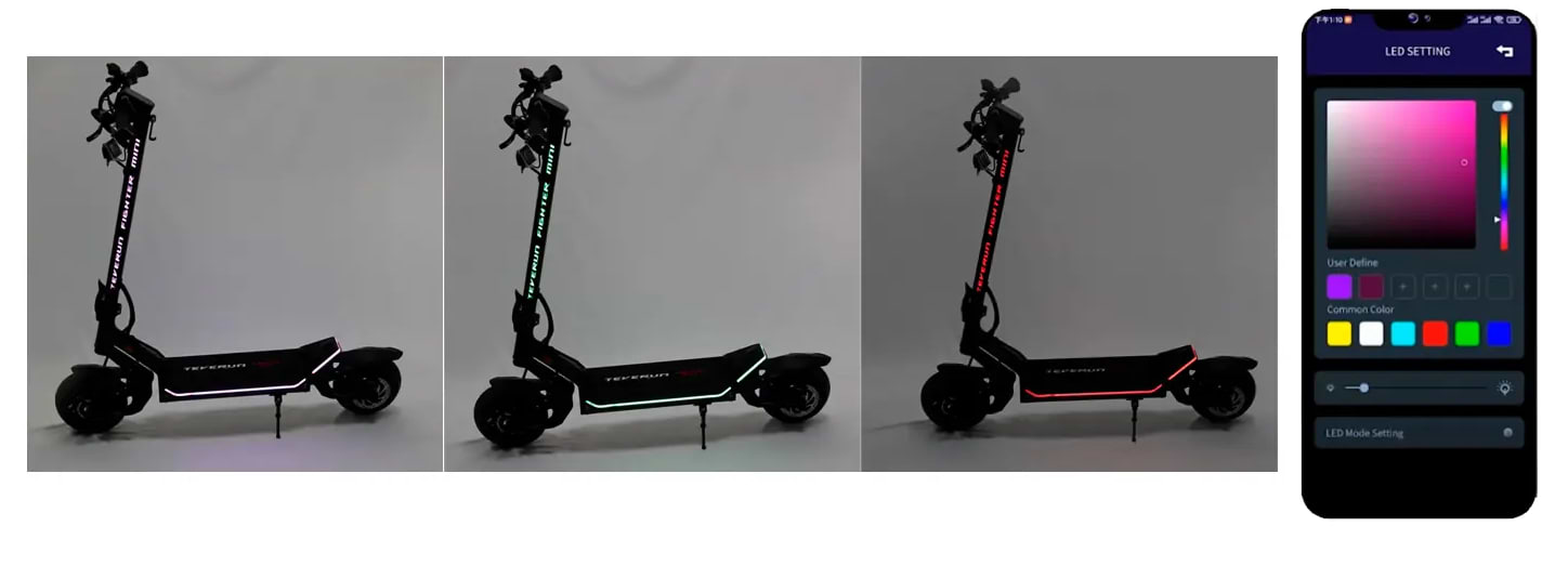 קורקינט חשמלי מתקפל Teverun Fighter Mini עם סוללה 52V 20.8AH - צבע שחור שנה אחריות ע"י היבואן הרשמי