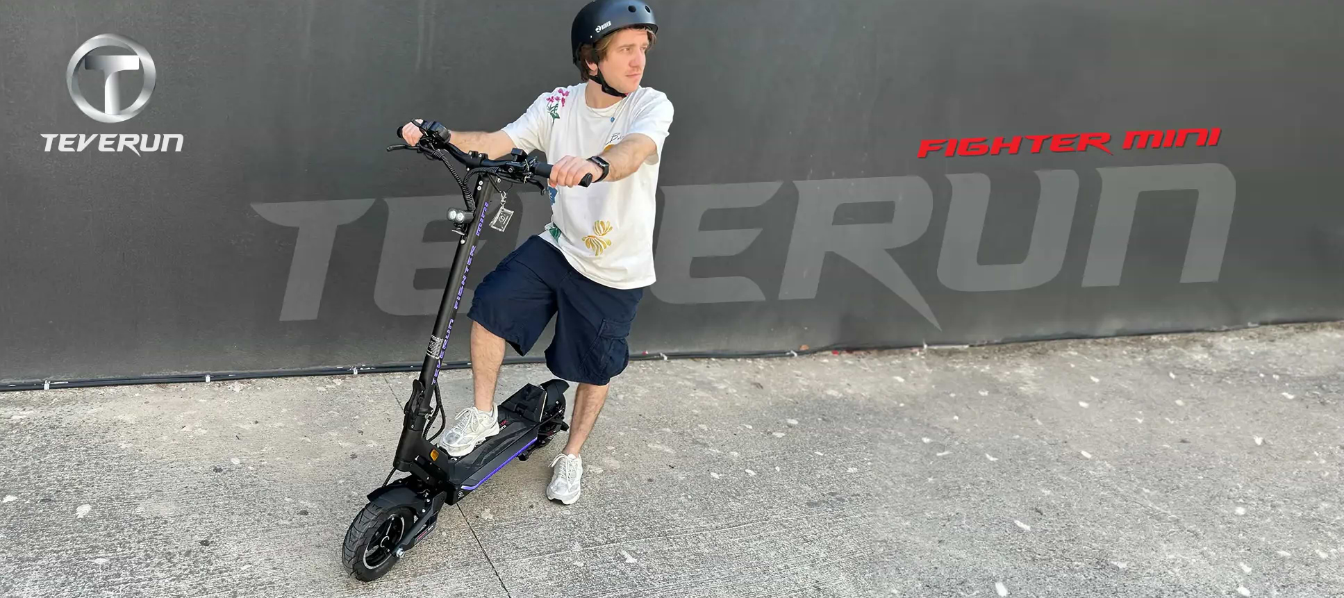 קורקינט חשמלי מתקפל Teverun Fighter Mini עם סוללה 52V 20.8AH - צבע שחור שנה אחריות ע"י היבואן הרשמי