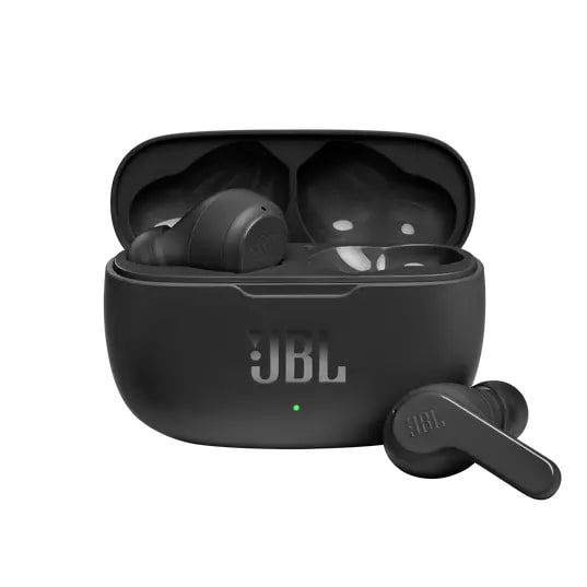 אוזניות אלחוטיות JBL Wave 200 TWS  - צבע שחור שנה אחריות ע
