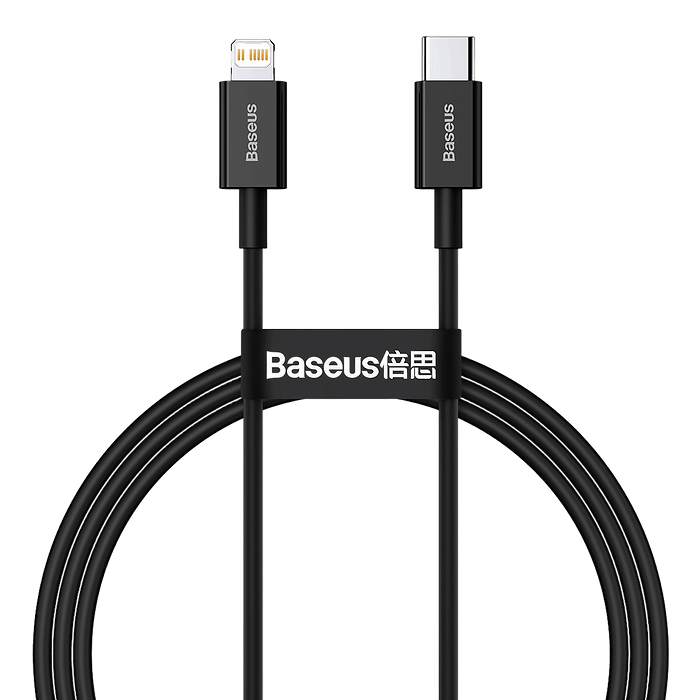 כבל טעינה וסנכרון Baseus Superior Data Fast Charging 20W USB Type-C to Lightning - צבע שחור שנה אחריות עי היבואן הרשמי
