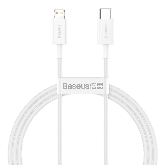 כבל טעינה וסנכרון Baseus Superior Data Fast Charging 20W USB Type-C to Lightning - צבע לבן שנה אחריות עי היבואן הרשמי
