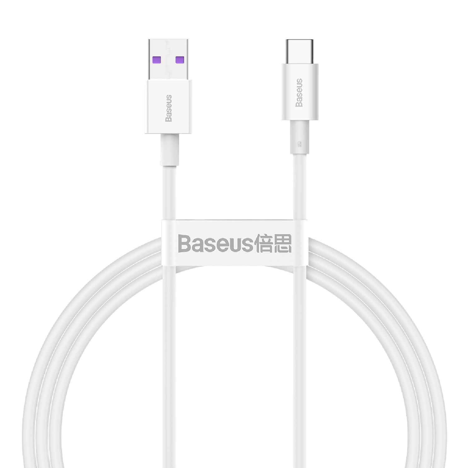 כבל טעינה וסנכרון Baseus Superior Data Fast Charging 66W USB to Type-C - צבע לבן שנה אחריות ע