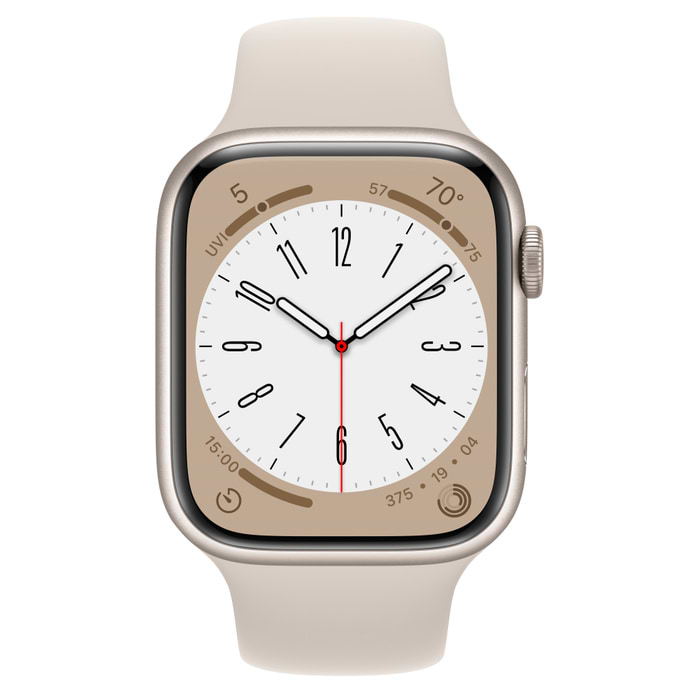 שעון חכם Apple Watch Series 8 GPS + Cellular 45mm Starlight Aluminium Case with Starlight Sport Band- שנה אחריות ע