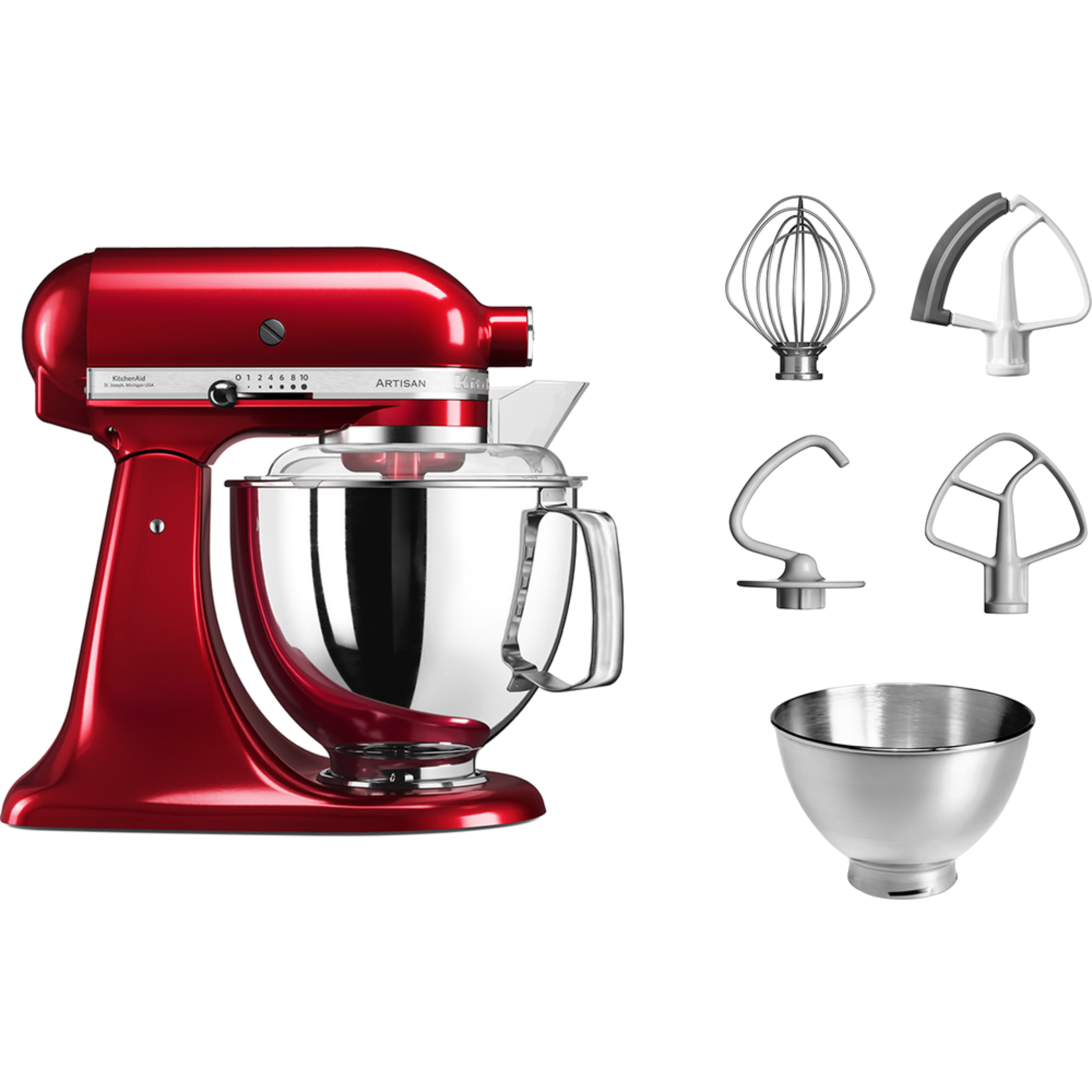 מיקסר עם זוג קערות בנפחים שונים KitchenAid 5KSM175EICA צבע אדום תפוח - אחריות ע