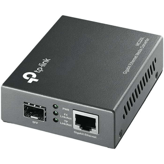 מתאם ממיר מדיה אופטי TP-Link Media Converter Gigabit SFP Media Converter MC220L - צבע כסוף שנתיים אחריות עי יבואן הרשמי 