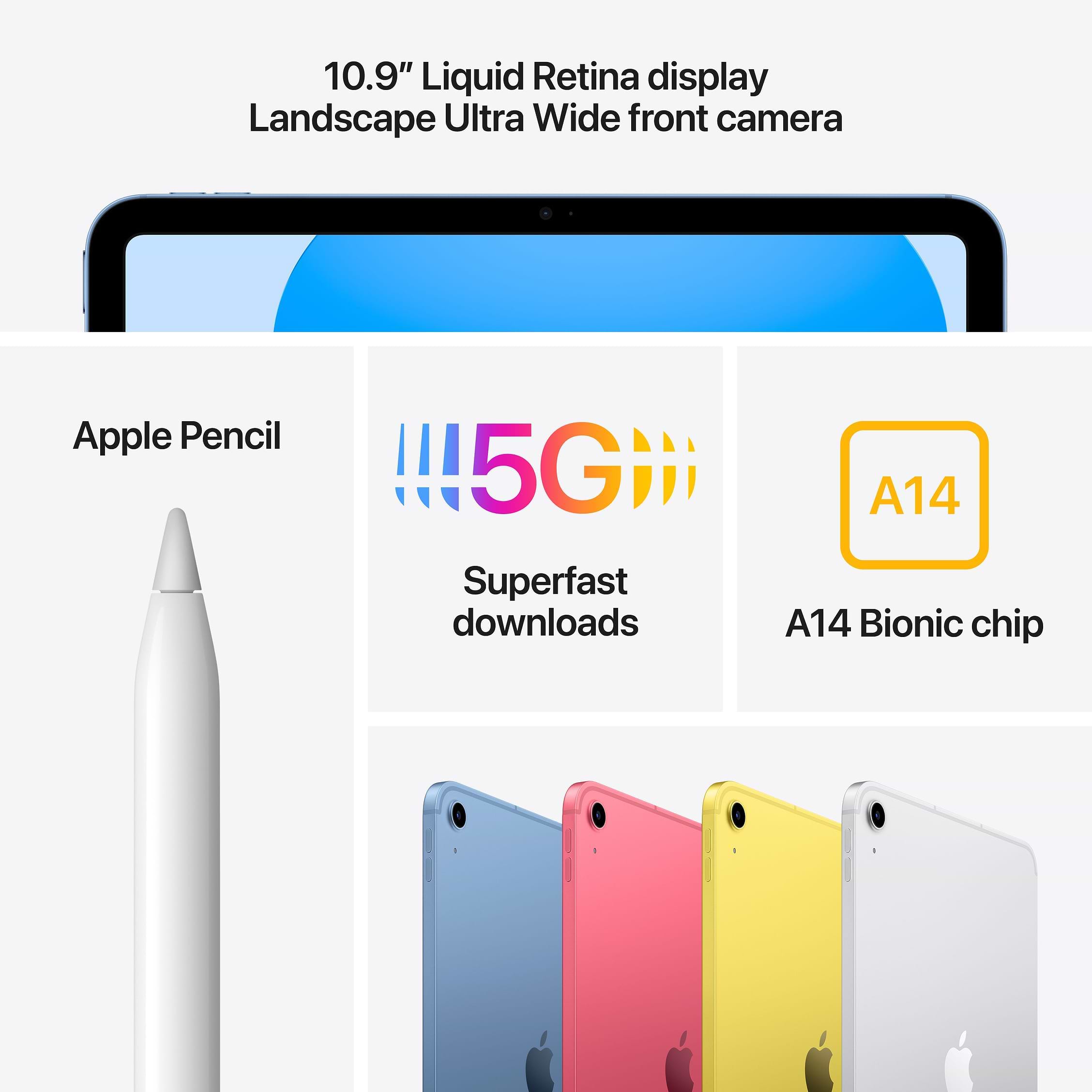 טאבלט Apple iPad 10.9 2022 64GB WiFi + Cellular צבע כסוף שנה אחריות ע