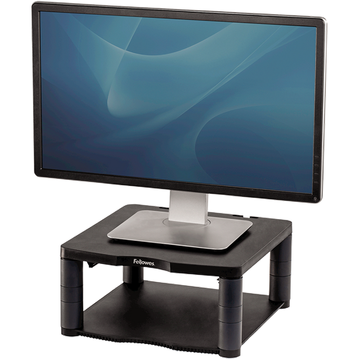 מעמד הגבהה שולחני עם מדף למסך מחשב Fellowes Premium - צבע שחור