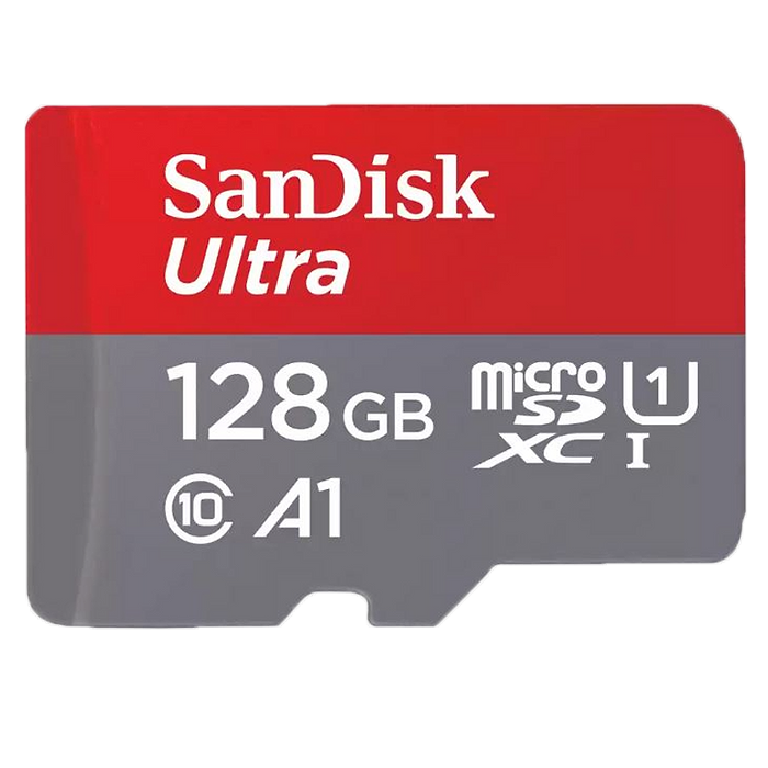 כרטיס זיכרון SanDisk Ultra 128GB microSDXC 120MB/s  A1 Class 10 UHS-I - עשר שנות אחריות עי היבואן הרשמי 
