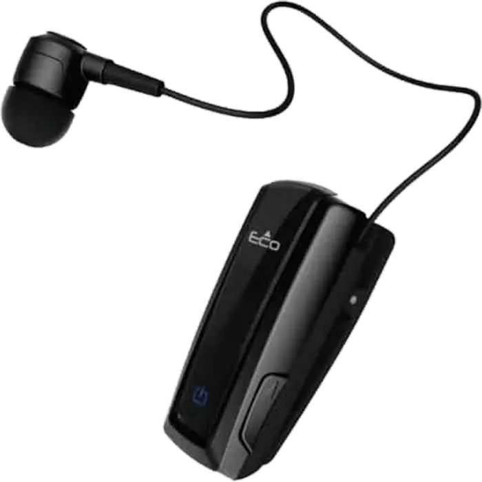 אוזנית Bluetooth עם קליפס נגללת ECO Stream - צבע שחור