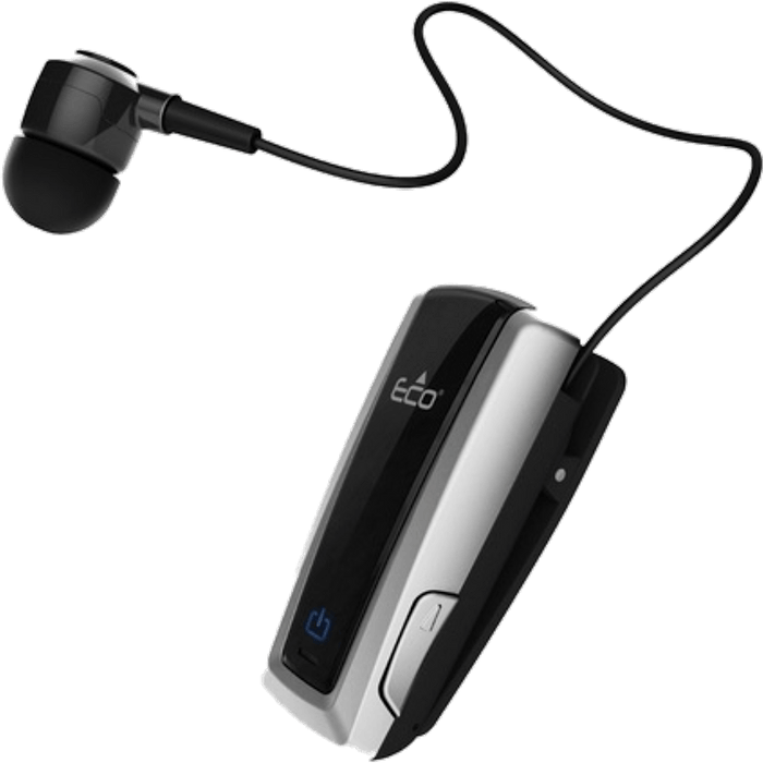 אוזנית Bluetooth עם קליפס נגללת ECO Stream Silver - צבע כסף