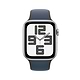 שעון חכם - Apple Watch SE GPS (2023) 44mm Silver Aluminium Case with Storm Blue Sport Band S/M - צבע כסוף שנה אחריות ע"י היבואן הרשמי
