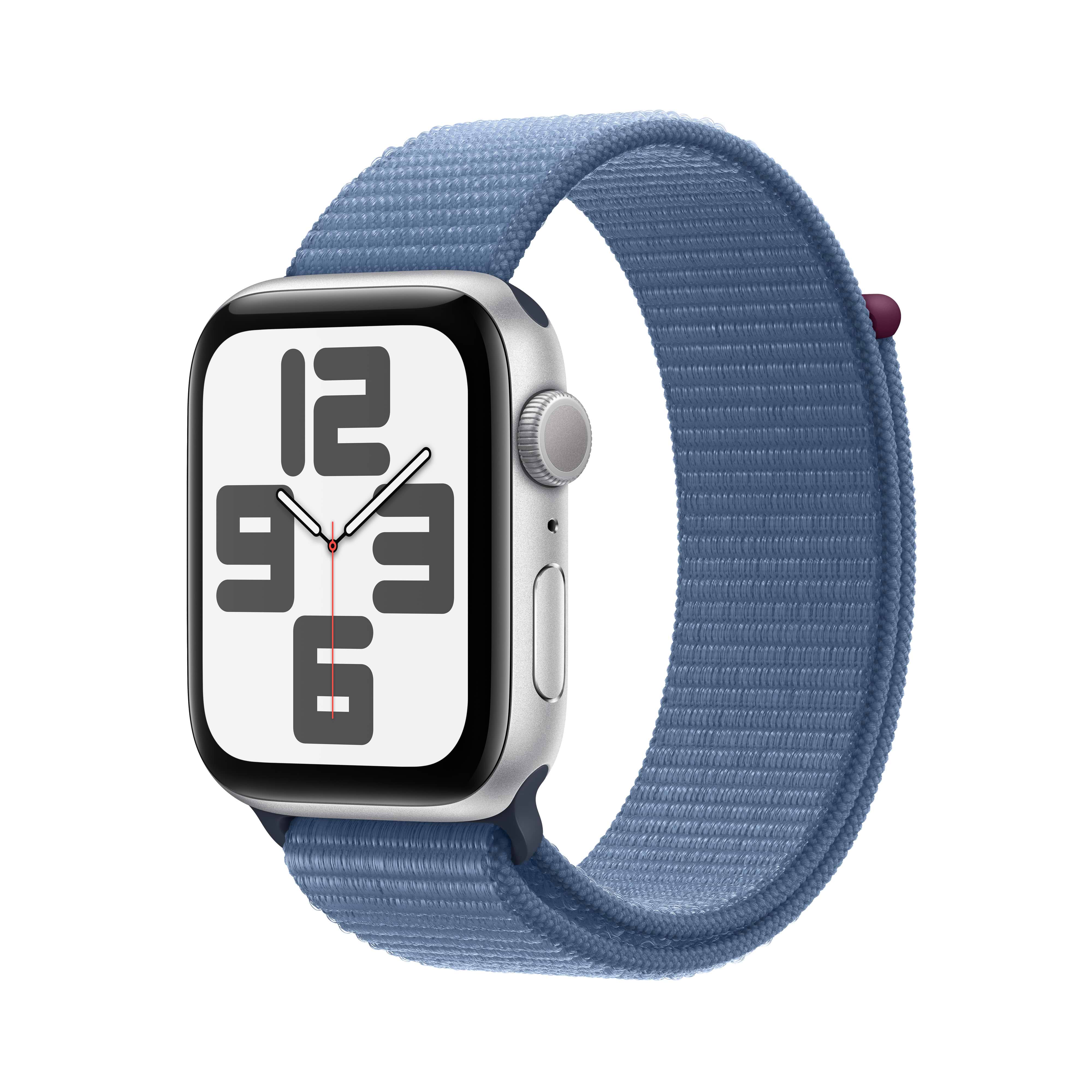 שעון חכם - Apple Watch SE (2023) GPS 44mm Silver Aluminium Case with Winter Blue Sport Loop - צבע כסוף שנה אחריות ע
