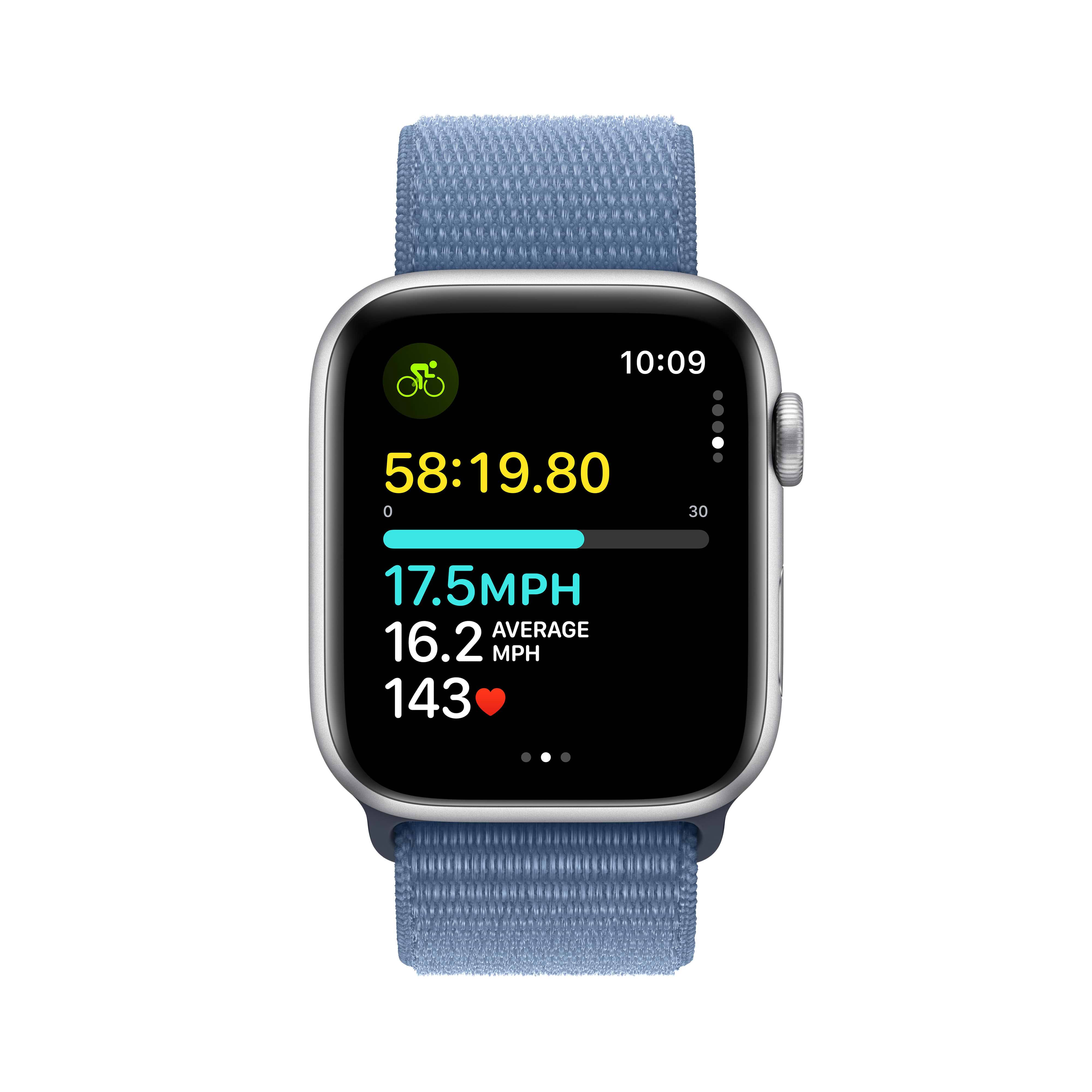 שעון חכם - Apple Watch SE (2023) GPS 44mm Silver Aluminium Case with Winter Blue Sport Loop - צבע כסוף שנה אחריות ע