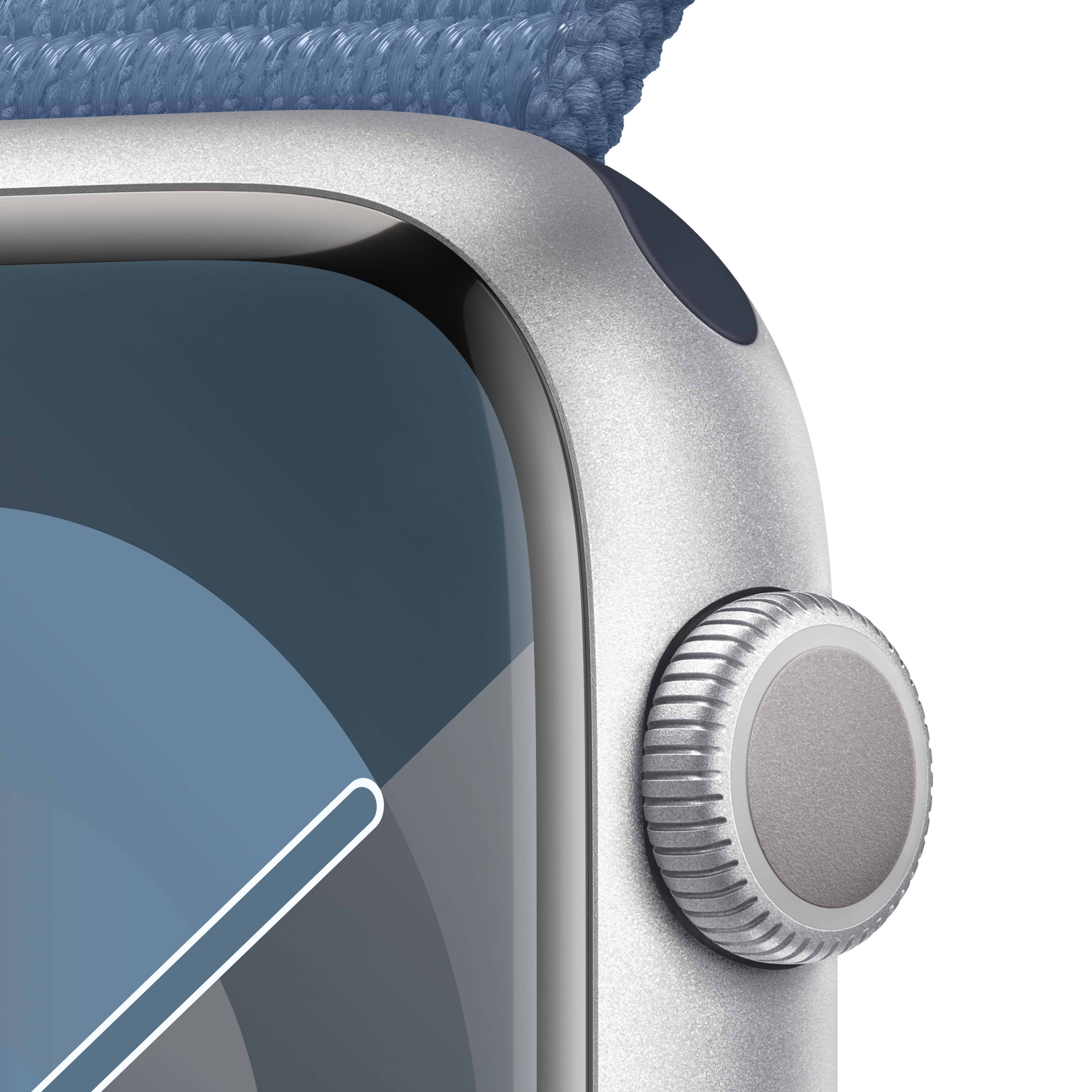 שעון חכם Apple Watch Series 9 GPS 45mm Silver Aluminium Case with Winter Blue Sport Loop - צבע כסוף שנה אחריות ע