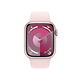שעון חכם - Apple Watch Series 9 GPS + Cellular 41mm Pink Aluminium Case with Light Pink Sport Band - M/L - צבע ורוד שנה אחריות ע"י היבואן הרשמי