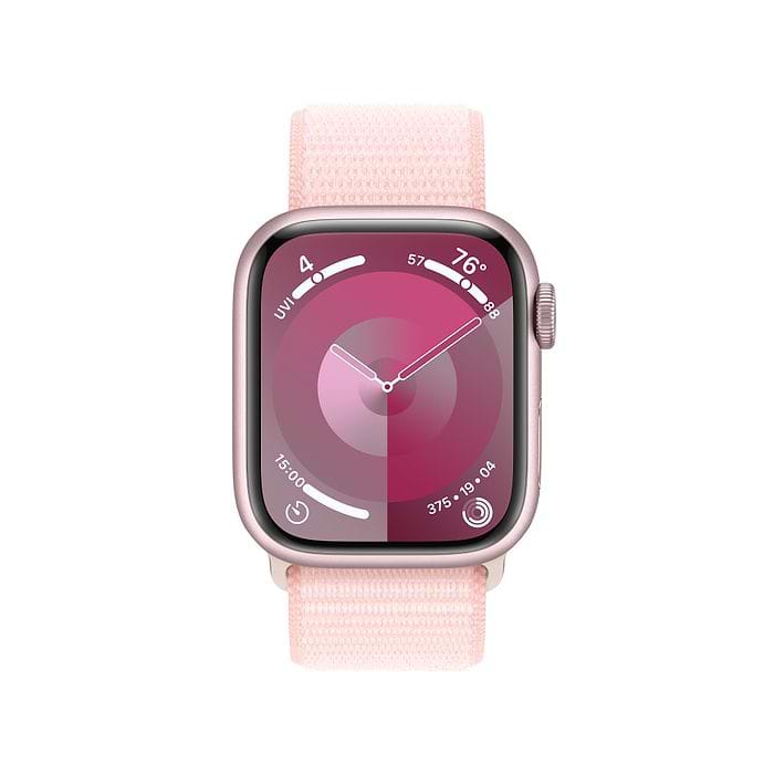 שעון חכם - Apple Watch Series 9 GPS + Cellular 41mm Pink Aluminium Case with Light Pink Sport Loop - צבע ורוד שנה אחריות עי היבואן הרשמי